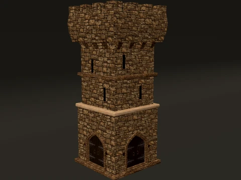 Tower Square Battlement PBR 1-2-4K 3D Model