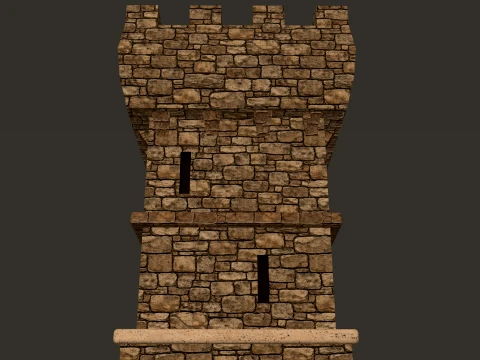Tower Square Battlement PBR 1-2-4K 3D Model