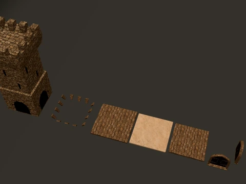 Tower Square Battlement PBR 1-2-4K 3D Model