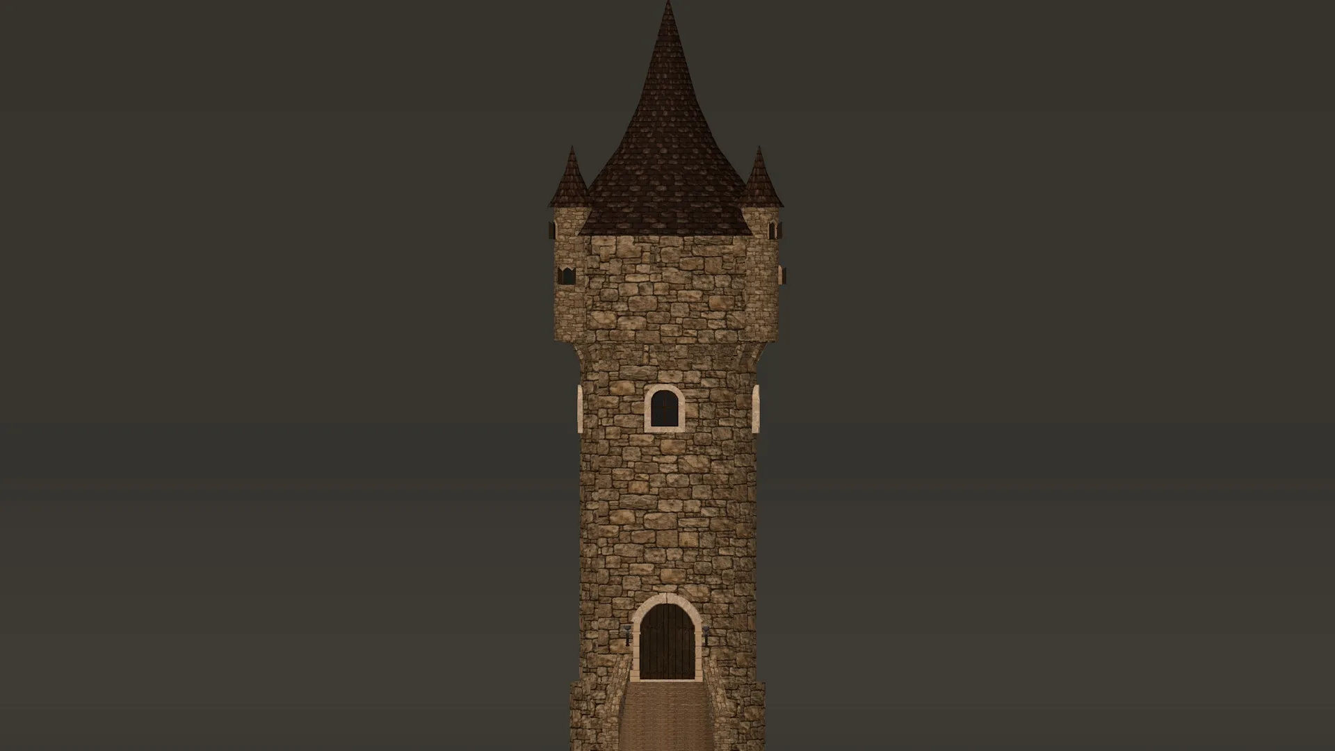 Round Tower Small Turrets PBR 1-2-4K 3D Model .c4d .max .obj .3ds .fbx .stl .blend