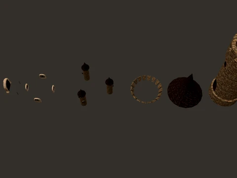 Round Tower Small Turrets PBR 1-2-4K 3D Model