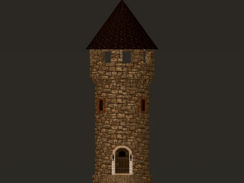Round Thin Tower Roof PBR 1-2-4K 3D Model