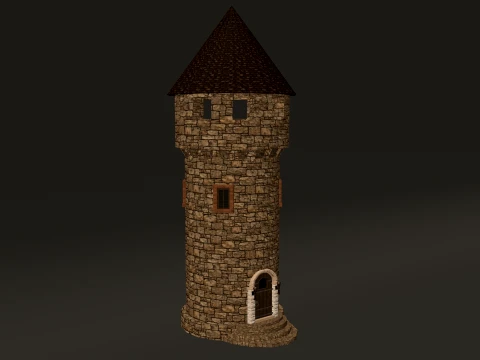 Tetto a torre sottile rotondo PBR 1-2-4K Modello 3D