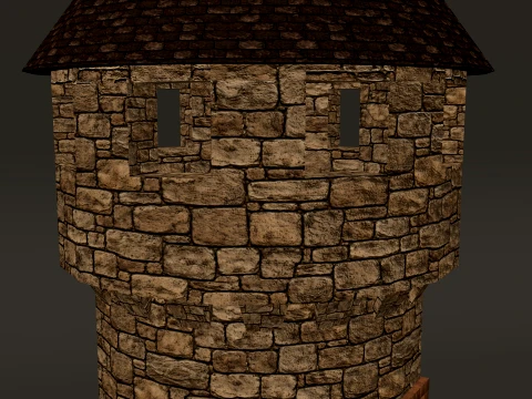 Tetto a torre sottile rotondo PBR 1-2-4K Modello 3D