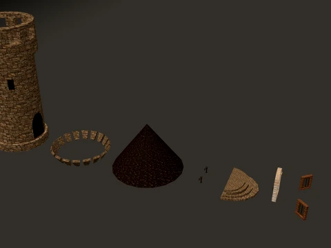 Tetto a torre sottile rotondo PBR 1-2-4K Modello 3D