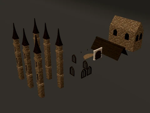 タワーゲートハウス PBR 1-2-4K 3Dモデル