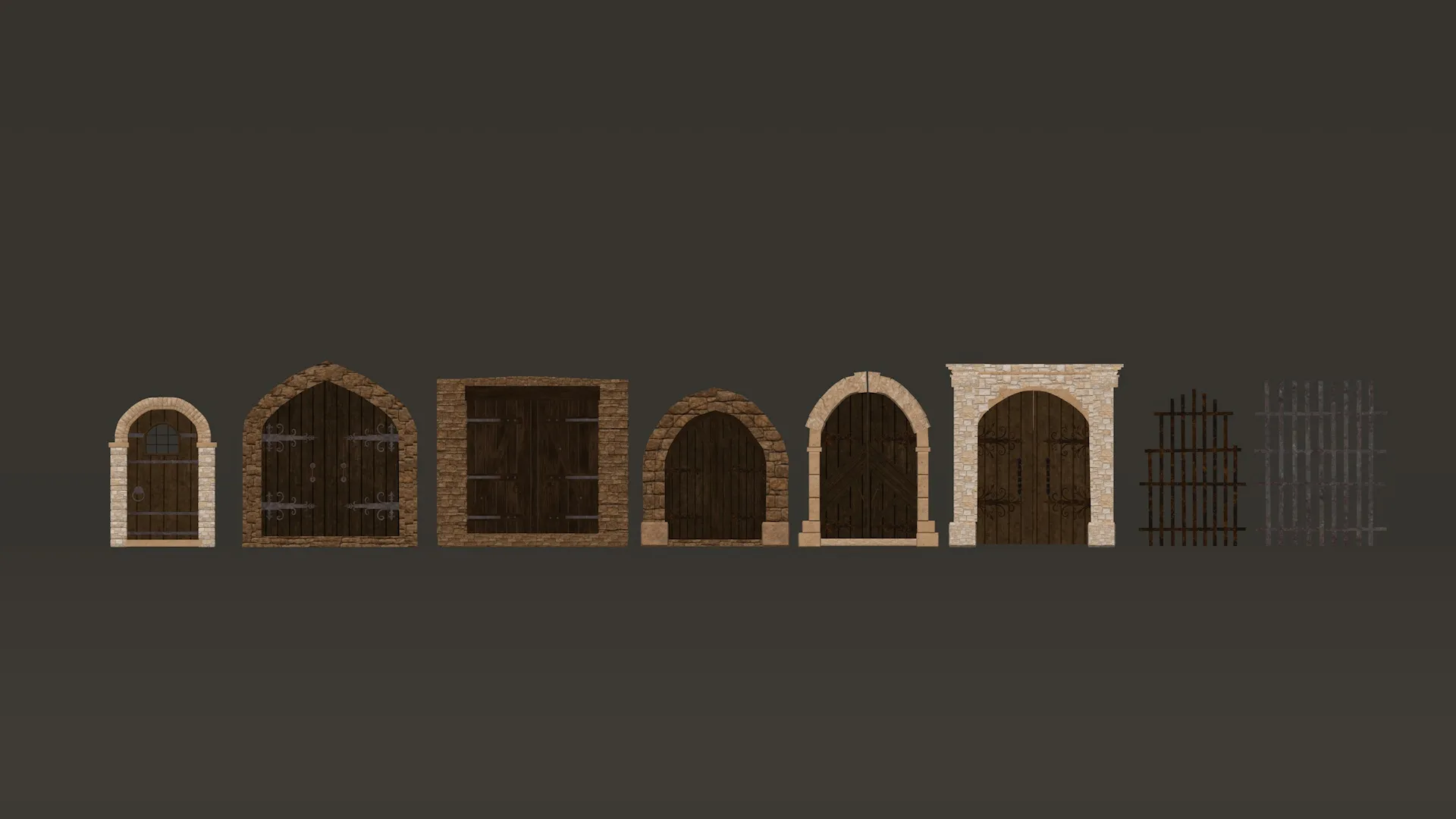 Medieval Doors Modular Pack 1-2-4K PBR 8 models 3D Model .c4d .max .obj .3ds .fbx .stl .blend 