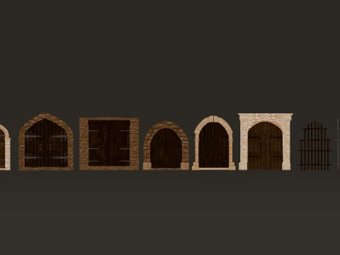 Medieval Doors Modular Pack 1-2-4K PBR 8 models 3D Model