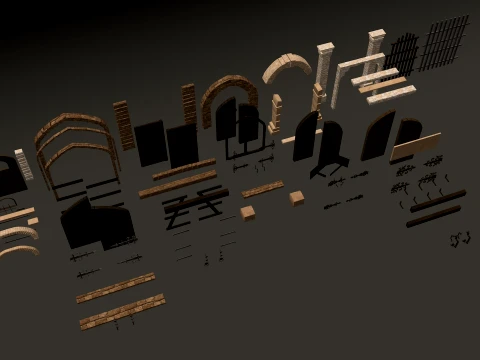 Medieval Doors Modular Pack 1-2-4K PBR 8 models 3D Model