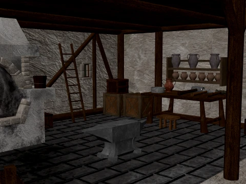Medieval Blacksmith Workshop PBR 4K 3D Model