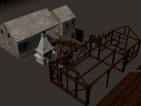 Medieval Blacksmith Workshop PBR 4K 3D Model