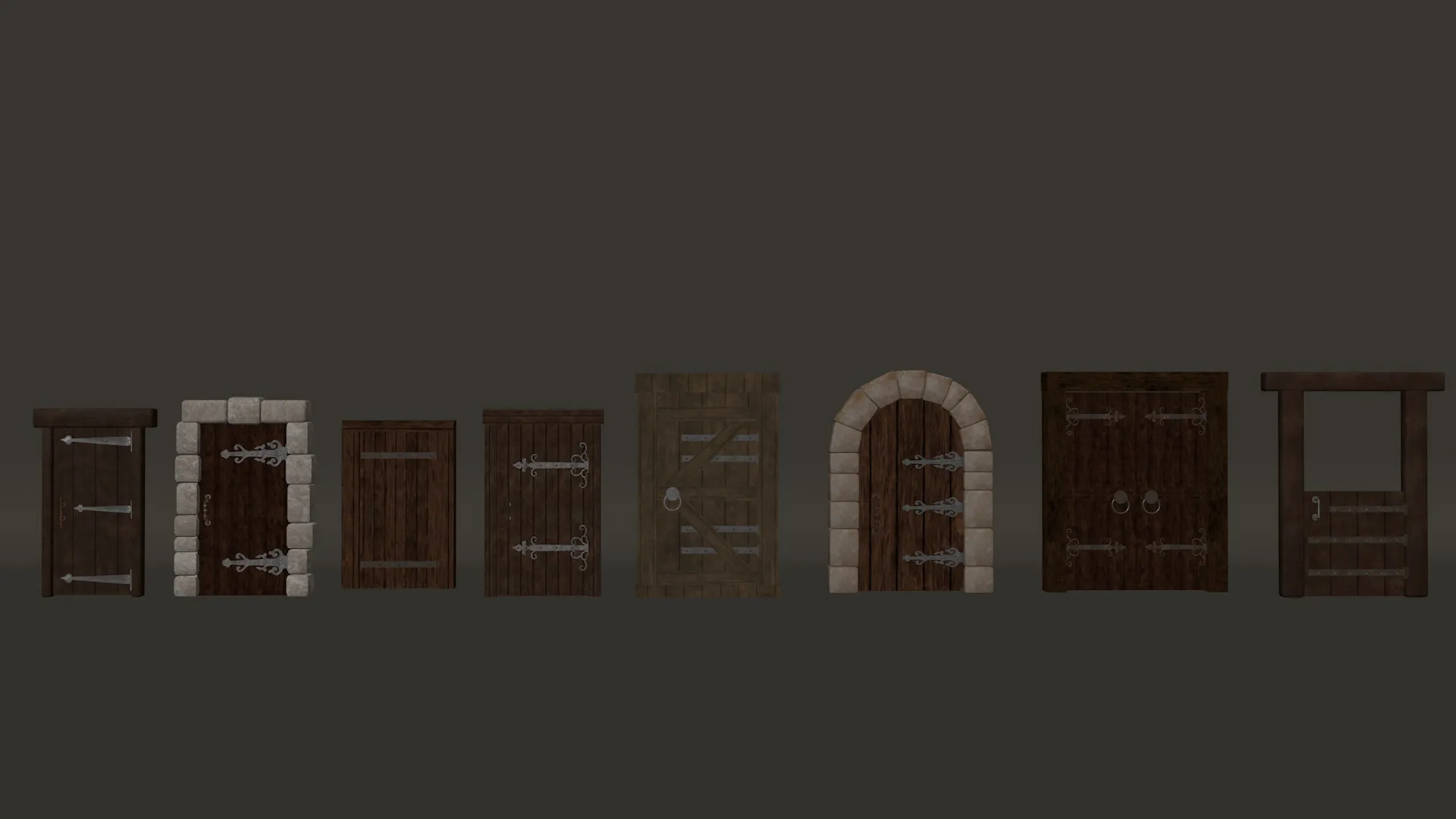Medieval Doors Pack 4K PBR 3D Model .c4d .max .obj .3ds .fbx .stl .blend