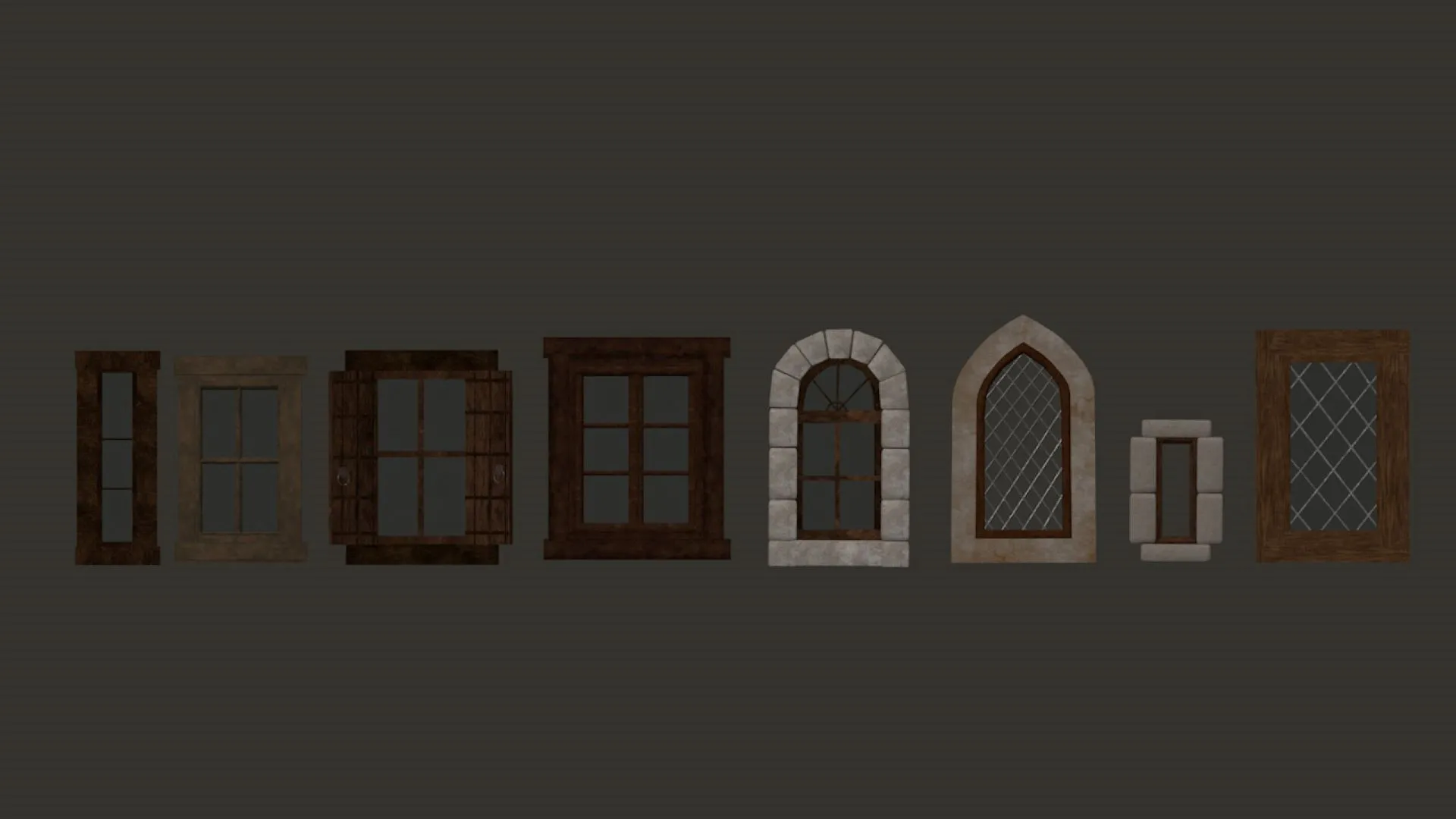 Medieval Windows Pack 4K PBR 3D Model .c4d .max .obj .3ds .fbx .stl .blend 