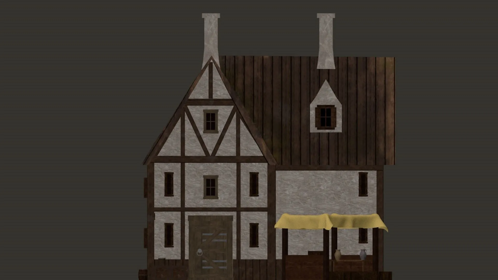 Medieval Village Corner House 3-Story PBR 4K 3D Model .c4d .max .obj .3ds .fbx .stl .blend 