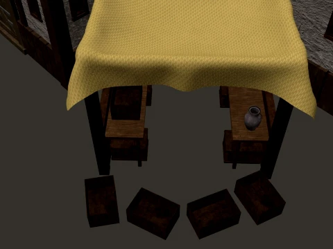 Medieval Village Corner House 3-Story PBR 4K 3D Model