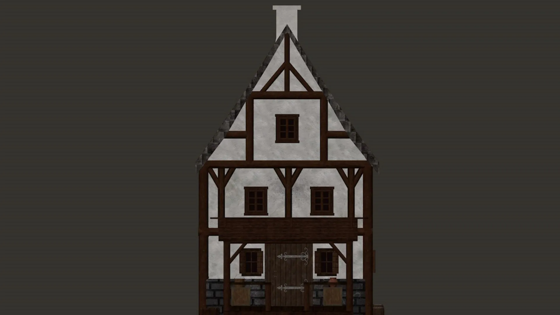 Medieval Village Narrow House 3-Story PBR 4K 3D Model .c4d .max .obj .3ds .fbx .stl .blend 