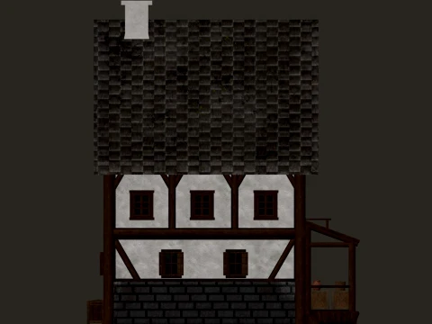 Medieval Village Narrow House 3-Story PBR 4K 3D Model