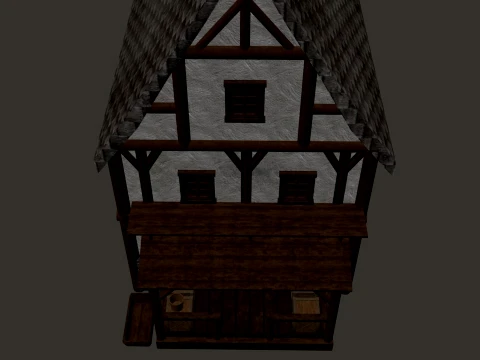 Medieval Village Narrow House 3-Story PBR 4K 3D Model