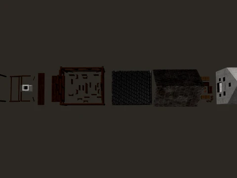 Medieval Village Narrow House 3-Story PBR 4K 3D Model
