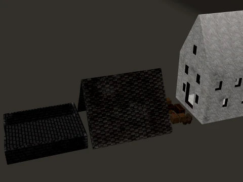 Medieval Village Narrow House 3-Story PBR 4K 3D Model