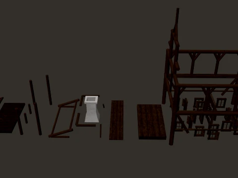 Medieval Village Narrow House 3-Story PBR 4K 3D Model