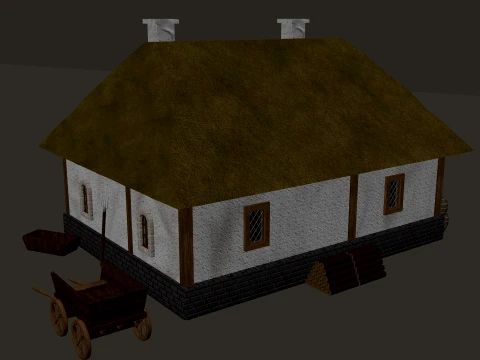 Medieval Village Great Limestone House 1-Story PBR 4K 3D Model