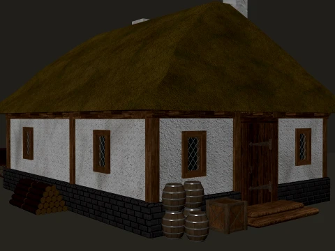 Medieval Village Great Limestone House 1-Story PBR 4K 3D Model