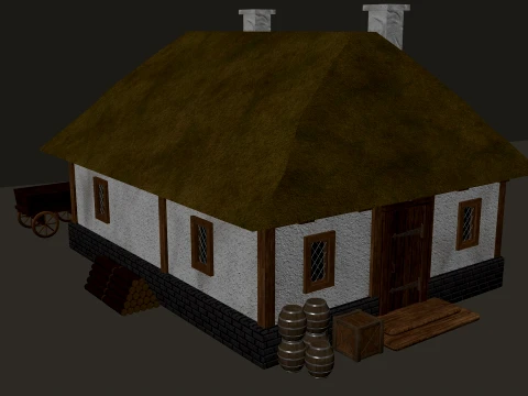 Medieval Village Great Limestone House 1-Story PBR 4K 3D Model