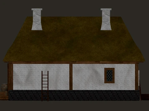 Medieval Village Great Limestone House 1-Story PBR 4K 3D Model