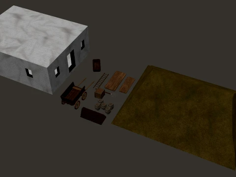 Medieval Village Great Limestone House 1-Story PBR 4K 3D Model