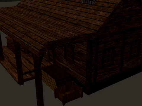 Vila Medieval Grande Casa de Madeira de 1 Andar PBR 4K Modelo 3D