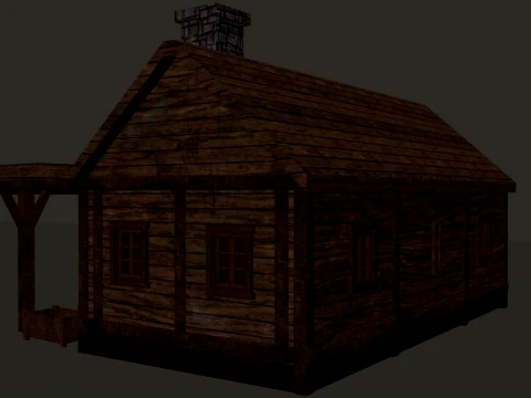 Vila Medieval Grande Casa de Madeira de 1 Andar PBR 4K Modelo 3D