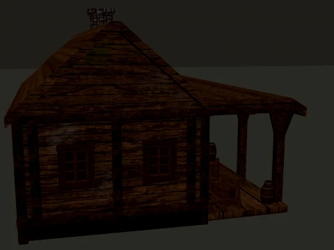 Vila Medieval Grande Casa de Madeira de 1 Andar PBR 4K Modelo 3D
