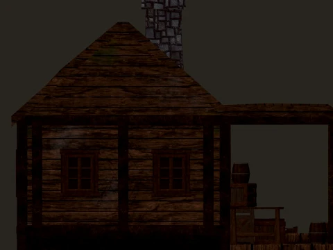 Vila Medieval Grande Casa de Madeira de 1 Andar PBR 4K Modelo 3D