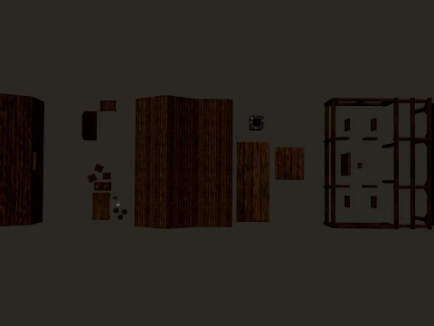 Vila Medieval Grande Casa de Madeira de 1 Andar PBR 4K Modelo 3D