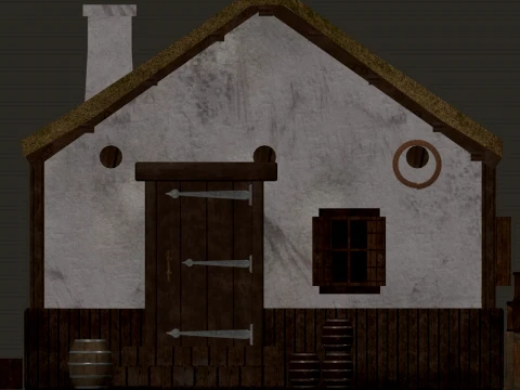 Piccola casa in pietra calcarea del villaggio medievale a 1 piano PBR 4K Modello 3D