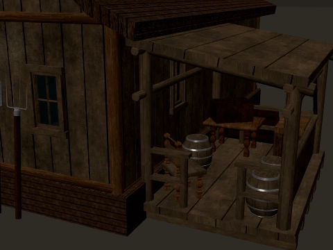 Medieval Village Small Wooden House 1-Story PBR 4K 3D Model