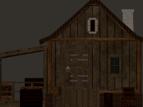 Medieval Village Small Wooden House 1-Story PBR 4K 3D Model