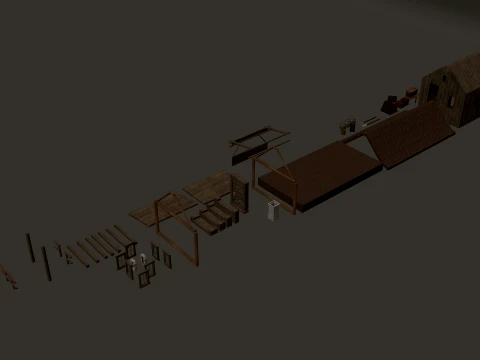Medieval Village Small Wooden House 1-Story PBR 4K 3D Model