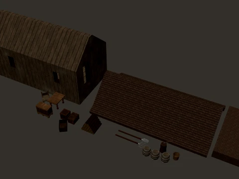 Medieval Village Small Wooden House 1-Story PBR 4K 3D Model