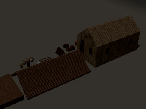 Medieval Village Small Wooden House 1-Story PBR 4K 3D Model