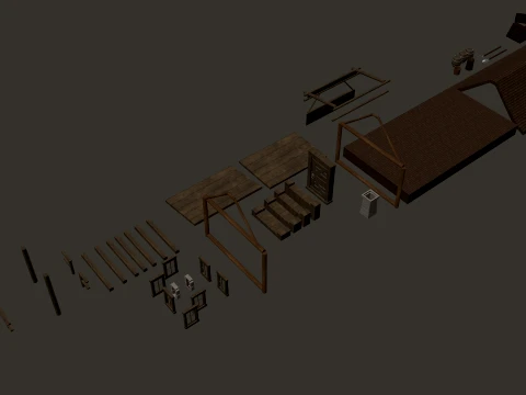 Medieval Village Small Wooden House 1-Story PBR 4K 3D Model