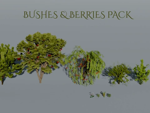 Realistic Bushes Berry Plants Collection 10 s 3D Модель
