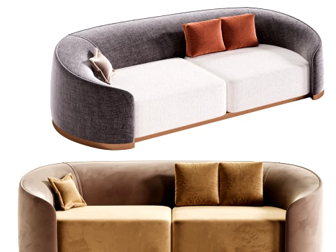 Sculptural Curved Sofa Wraparound 3D Model
