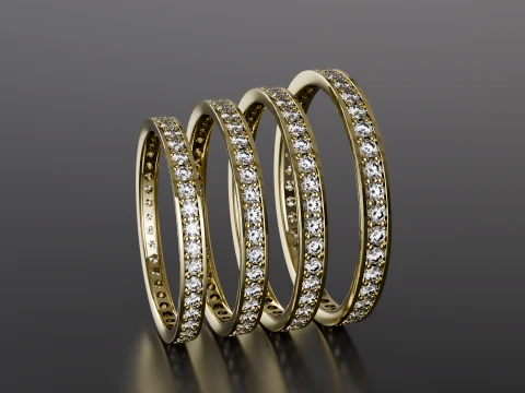 Multi-Band Diamond Ring 3D Print Model STL Jewelry CAD 3D Print Model