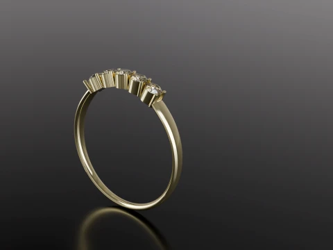 Bague demi-&eacute;ternit&eacute; en diamant Bijoux imprimables en 3D Mod&egrave;le CAO STL 3DM Tailles 1619 Modèles 3D en vedette