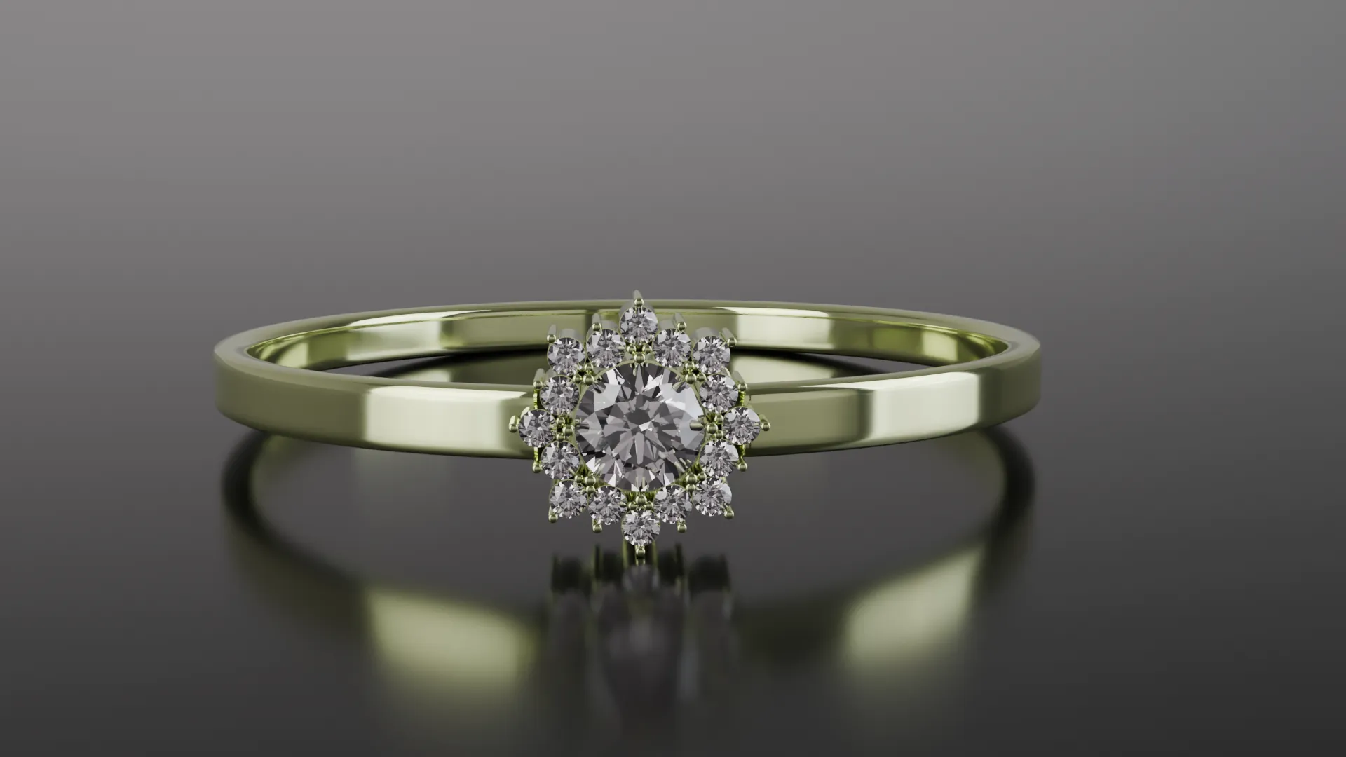 Classic Halo Diamond Engagement Ring 3D Printable STL Pack Ring Sizes 1619 3D Print Model .c4d .max .obj .3ds .fbx .stl .blend 