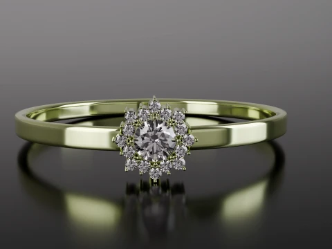 Bague de fian&ccedil;ailles Halo Diamond classique, pack STL imprimable en 3D, tailles de bague 1619 Modèles 3D en vedette
