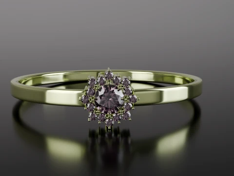 Classic Halo Diamond Engagement Ring 3D Printable STL Pack Ring Sizes 1619 3D Print Model