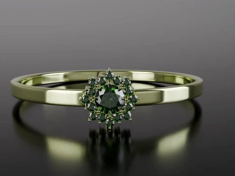 Classic Halo Diamond Engagement Ring 3D Printable STL Pack Ring Sizes 1619 3D Print Model